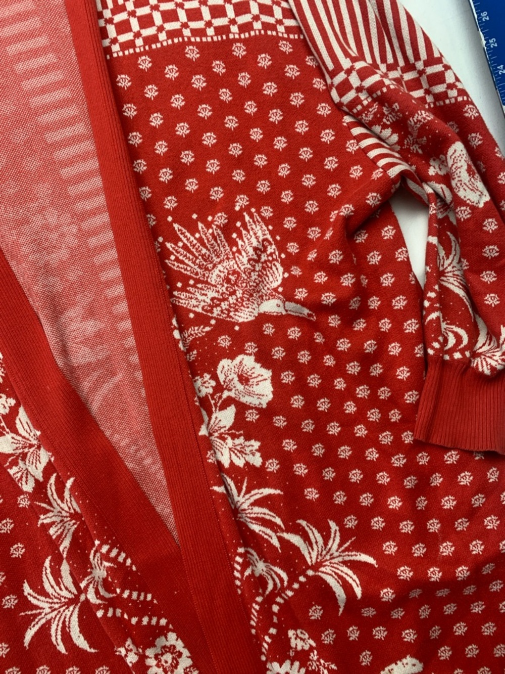 FARM Rio size 3x cardigan duster Anthropologie Red Heathered Sweater Top long sl - Picture 4 of 10